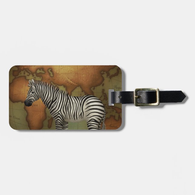 Zebra på Östra Hemisphere Karta Neo-Victorian Bagagebricka (Horisontell Framsida)