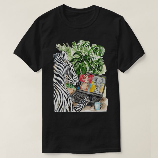 Zebra på zoom-vattenfärg t shirt (Design framsida)