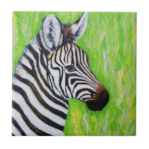 Zebra Painting Ceramic Tile Kakelplatta