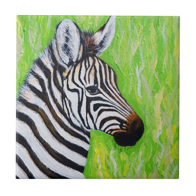 Zebra Painting Ceramic Tile Kakelplatta (Framsidan)
