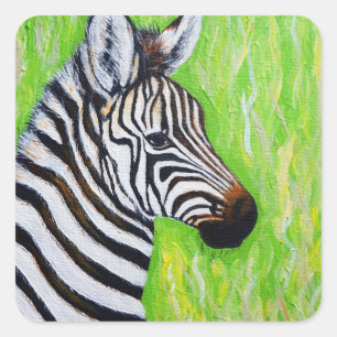 Zebra Painting Fyrkantigt Klistermärke