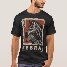 Zebra Pair med Retro Rand och Red Sol T Shirt