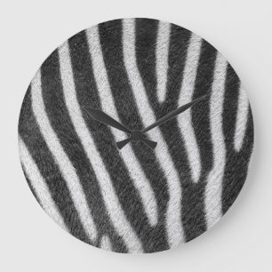 Zebra Päls Animal Mönster Stor Klocka