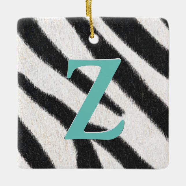 Zebra Päls Personlig Monogram & Message Gift Julgransprydnad Keramik (Framsida)