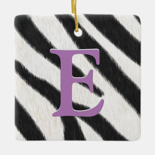 Zebra Päls Personlig Monogram & Message Kids Julgransprydnad Keramik (Framsida)