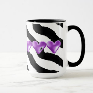 Zebra päls tryck med hjärtan mugg