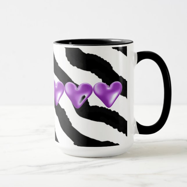 Zebra päls tryck med hjärtan mugg (Höger)