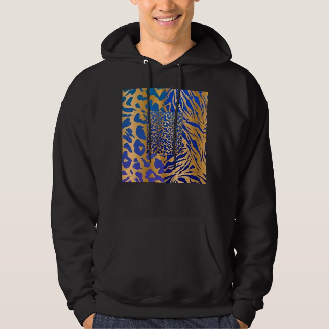 Zebra Panther Cheetah Animal Safari Print Hoodie (Framsida)