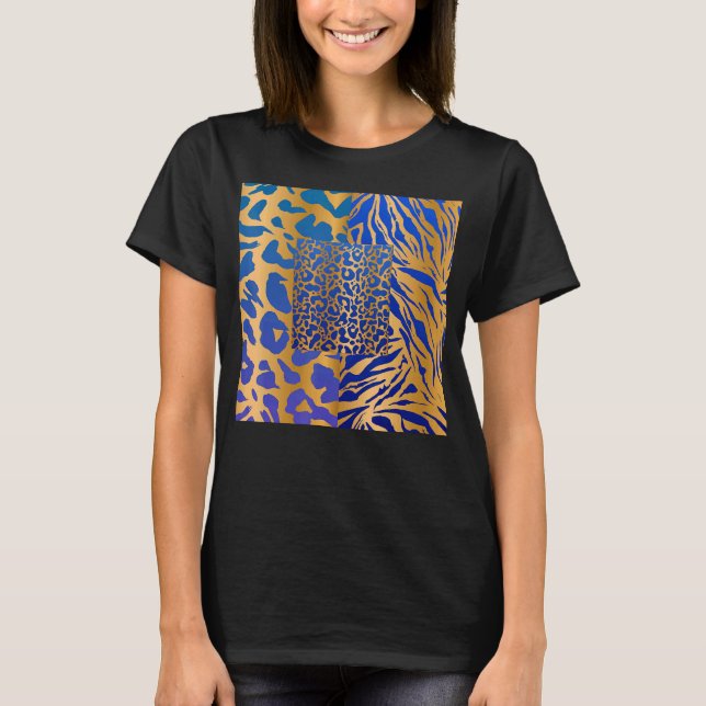 Zebra Panther Cheetah Animal Safari Print T Shirt (Framsida)