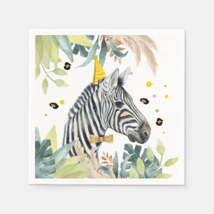 Zebra Party Animals Birthday Zoo Safari Pappersservett