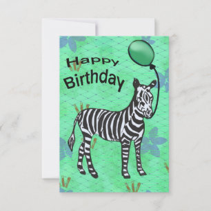 Zebra party födelsedagskort tack kort