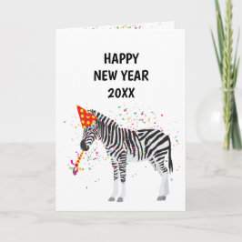 Zebra Partying - Animals Helgdag Nya år Kort