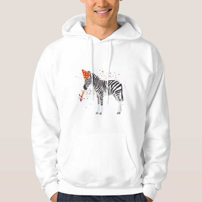 Zebra Partying - Djur med Party Hoodie (Framsida)