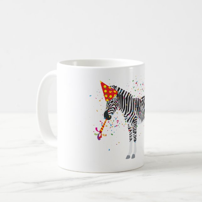 Zebra Partying - Djur med Party Kaffemugg (Framsida vänster)