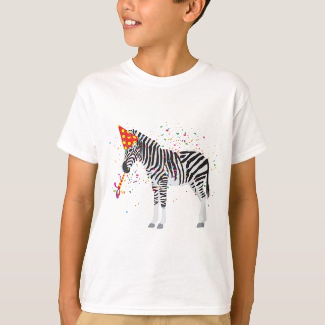 Zebra Partying - Djur med Party T Shirt (Framsida)