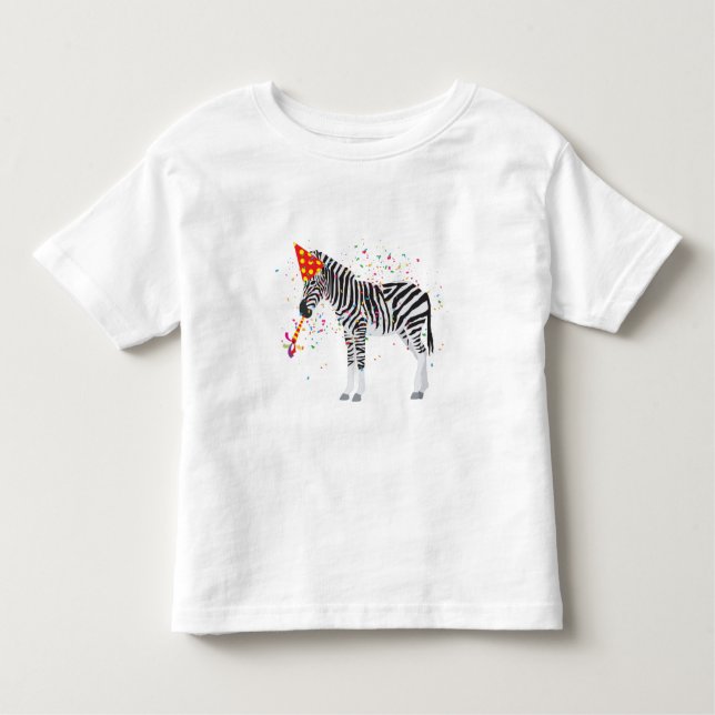 Zebra Partying - Djur med Party T Shirt (Framsida)