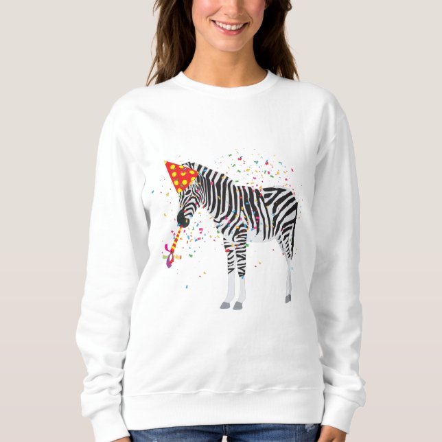 Zebra Partying - Djur med Party T Shirt (Framsida)