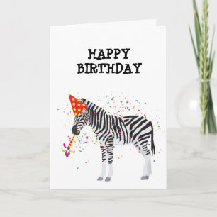 Zebra Partying - Djur vid Födelsedagsfesten Kort