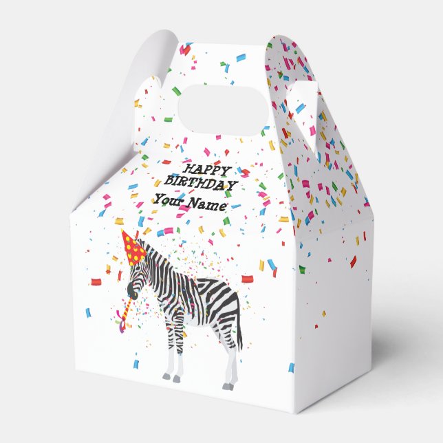 Zebra Partying - Djur vid Födelsedagsfesten Presentaskar (Framsidan Sidan)