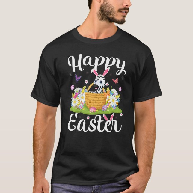 Zebra Påskägg Hunting Blommigt Zebra Påsk Sunda T Shirt (Framsida)