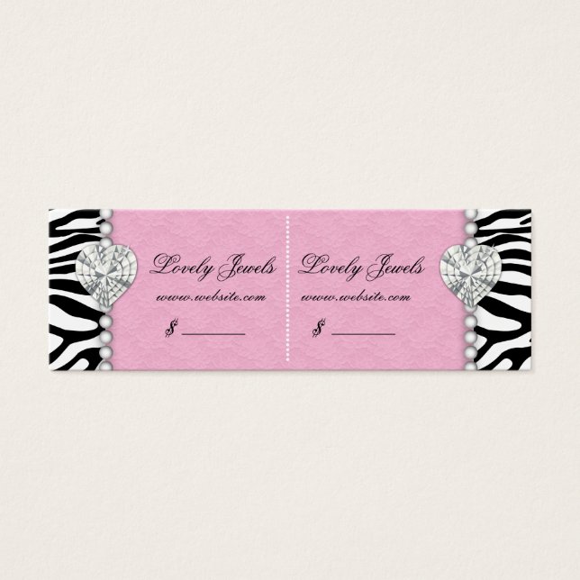 Zebra Pearl Snöre Jewels Pris Märkre Rosa Dubbla Litet Visitkort (Framsidan)