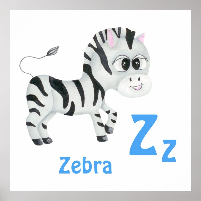 Zebra personalize ABC: Brev Z - lägg till ditt nam Poster (Framsidan)