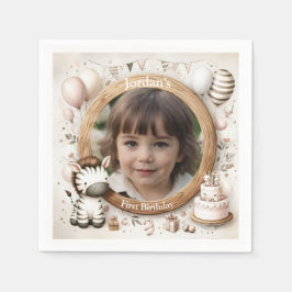 Zebra Photo Ram för barn' Födelsedagsfester Pappersservett