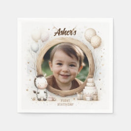 Zebra Photo Ram för barn' Födelsedagsfester Pappersservett