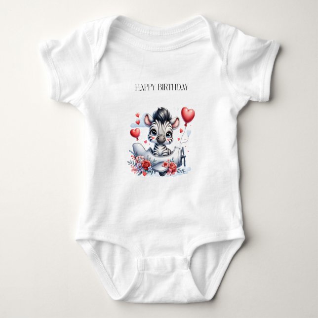 Zebra Plan Födelsedag T Shirt (Framsida)