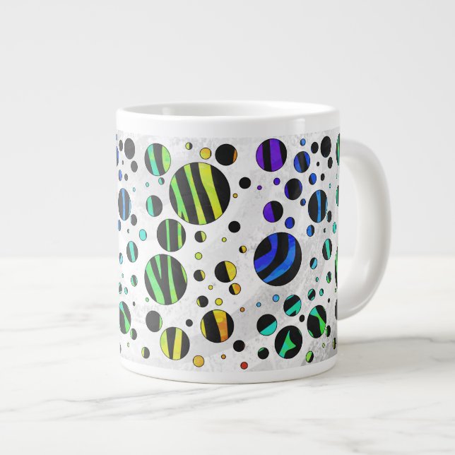 Zebra Polka Dot Black and Rainbow Print Jumbo Mugg (Framsida höger)