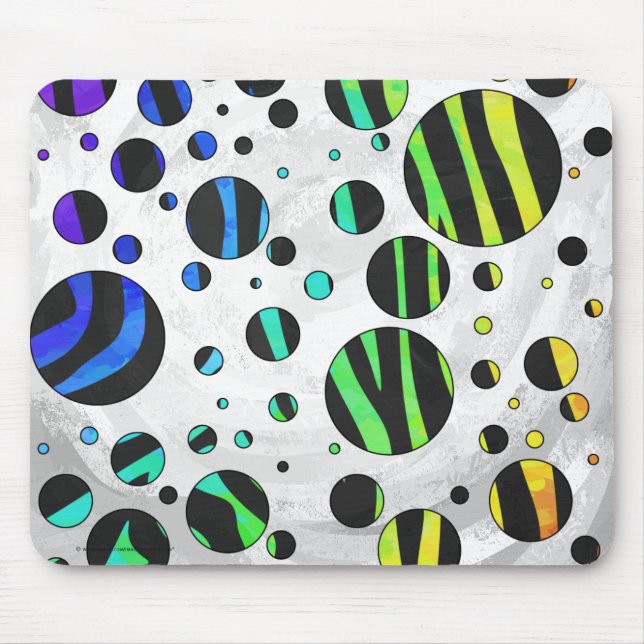 Zebra Polka Dot Black and Rainbow Print Musmatta (Framsidan)