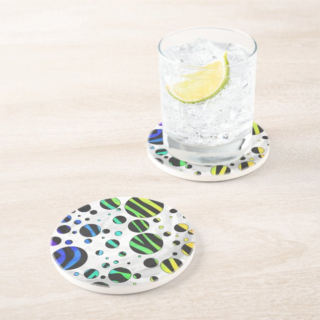 Zebra Polka Dot Black and Rainbow Print Underlägg (Sidan)