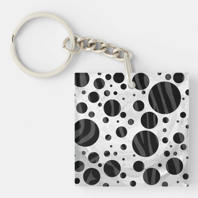 Zebra Polka Dot Black och Grått Print (Framsidan)