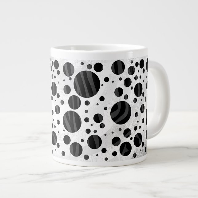 Zebra Polka Dot Black och Grått Print Jumbo Mugg (Framsida höger)