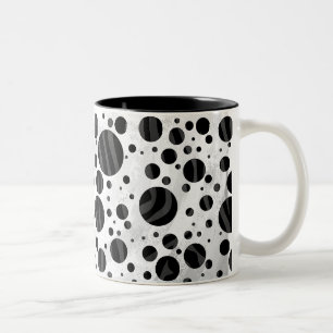 Zebra Polka Dot Black och Grått Print Två-Tonad Mugg