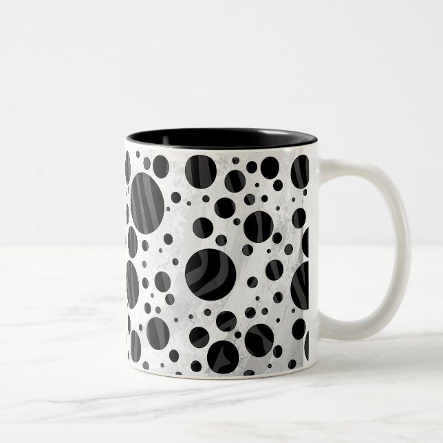 Zebra Polka Dot Black och Grått Print Två-Tonad Mugg (Höger)