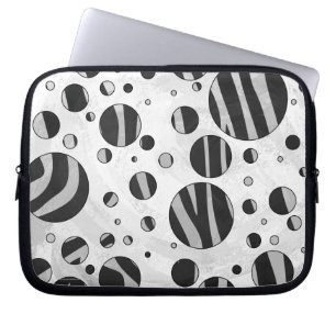 Zebra Polka Dot Black och Light Grått Laptop Fodral