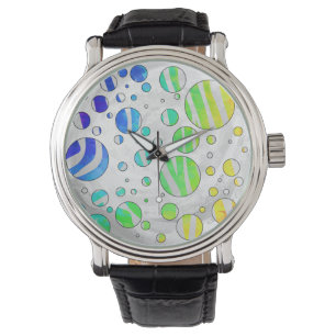 Zebra Polka Dot Rainbow och White Print Armbandsur
