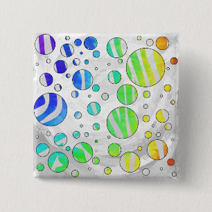 Zebra Polka Dot Rainbow och White Print Knapp