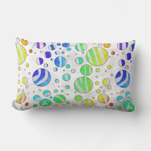 Zebra Polka Dot Rainbow och White Print Lumbarkudde (Framsida)
