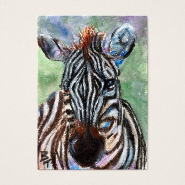 Zebra Porträtt ACEO ArtCard Visitkort (Framsidan)