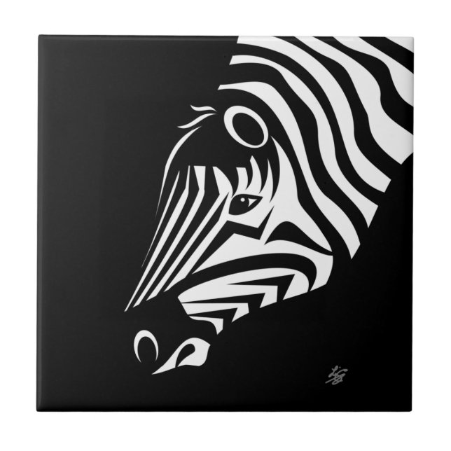 Zebra Porträtt Ceramic Tile Kakelplatta (Framsidan)