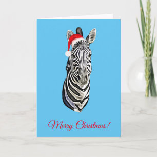 Zebra Porträtt Painting jul Jultomten Kort