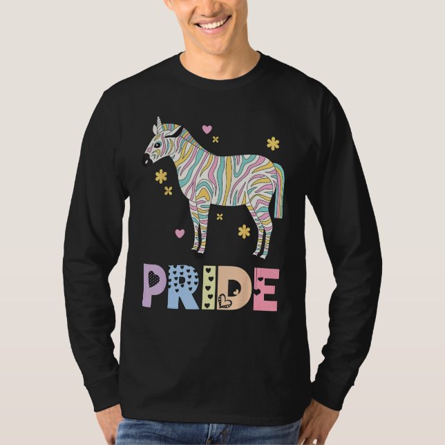 Zebra Pride Regnbåge Djur LGBTQIA Män Kvinnor Flic T Shirt (Framsida)