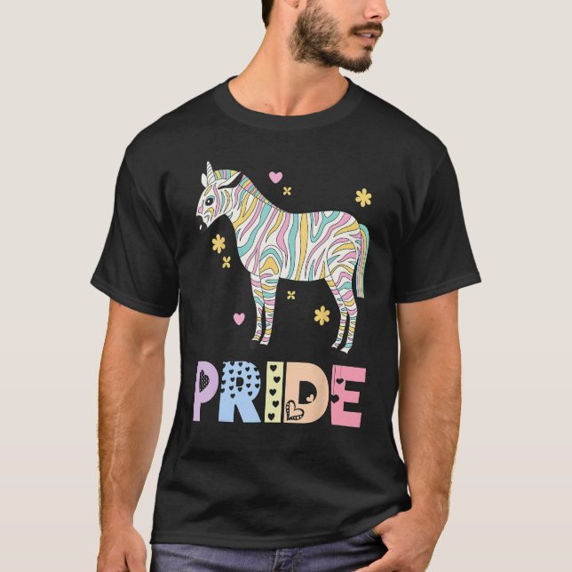 Zebra Pride Regnbåge Djur LGBTQIA Män Kvinnor Flic T Shirt (Framsida)
