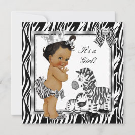 Zebra Princess Girl Baby Shower Ethnic Inbjudningar