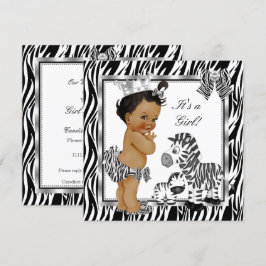 Zebra prinsessa flicka bebishower etnisk inbjudningar