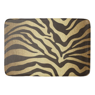 Zebra Print Djur Skinn Skinn Modern Glam Guld Badrumsmatta