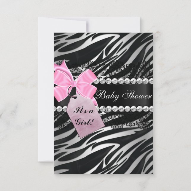 Zebra Print Flickig Baby Shower-inbjudan Inbjudningar (Framsida)