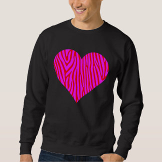 Zebra Print Heart Love Graphic Cute Valentines Day Lång Ärmad Tröja